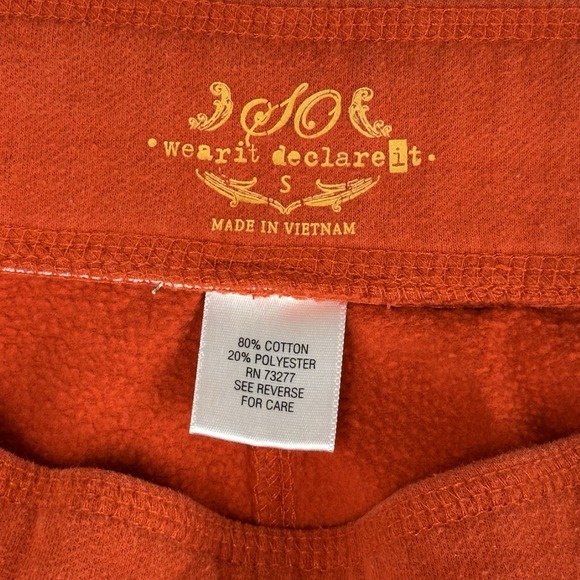 SO Wear It Declare It Orange Flare Sweatpants Small Y2K Drawstring Cotton Blend - Picture 11 of 14